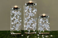 50 Floating Silver Stars Glitter-Fills Gallons for Your Vases With Transparent Floating Gels Kit+Option of Submersible Fairy Lights-Stunning Vase Decorations